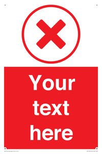 Custom red background, red cross in circle sign